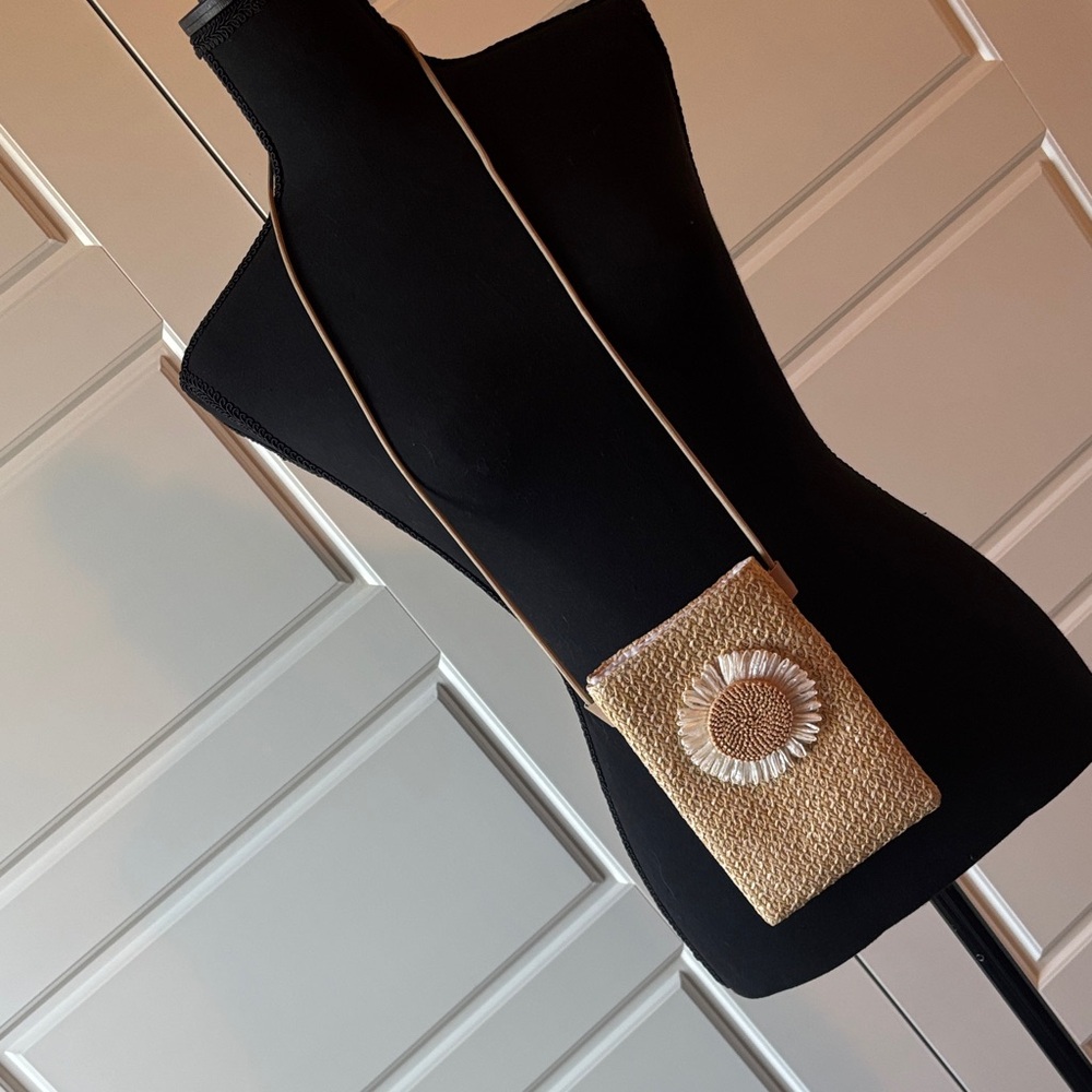 Tan Woven Crossbody Bag